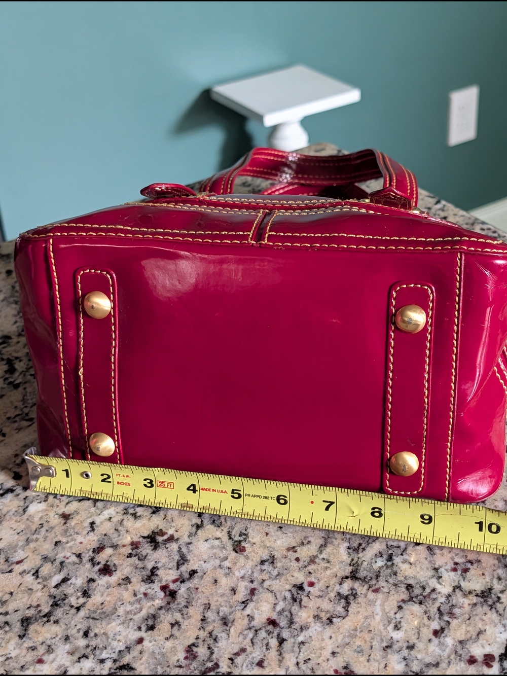 Maxx New York Red Patent Leather Bowling Satchel Bag EUC Y2K - Picture 10 of 16